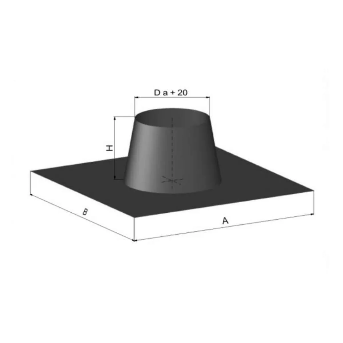 Inddækning til tagpap 0-45 ° Ø150/250 - 10-20 °