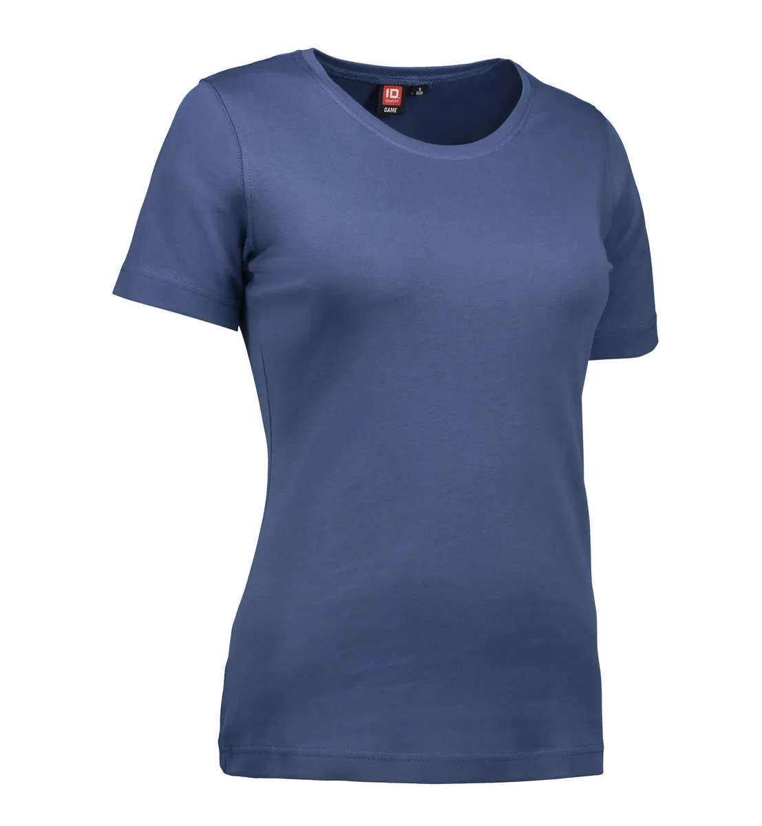 Indigo farvet t-shirt med rund hals til damer - L