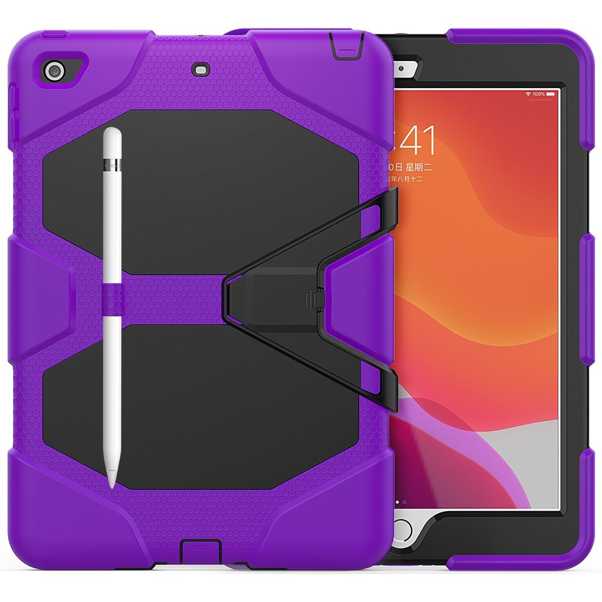 iPad 10.2 (2019/2020/2021) Shockproof Hybrid cover med Kickstand - Lilla