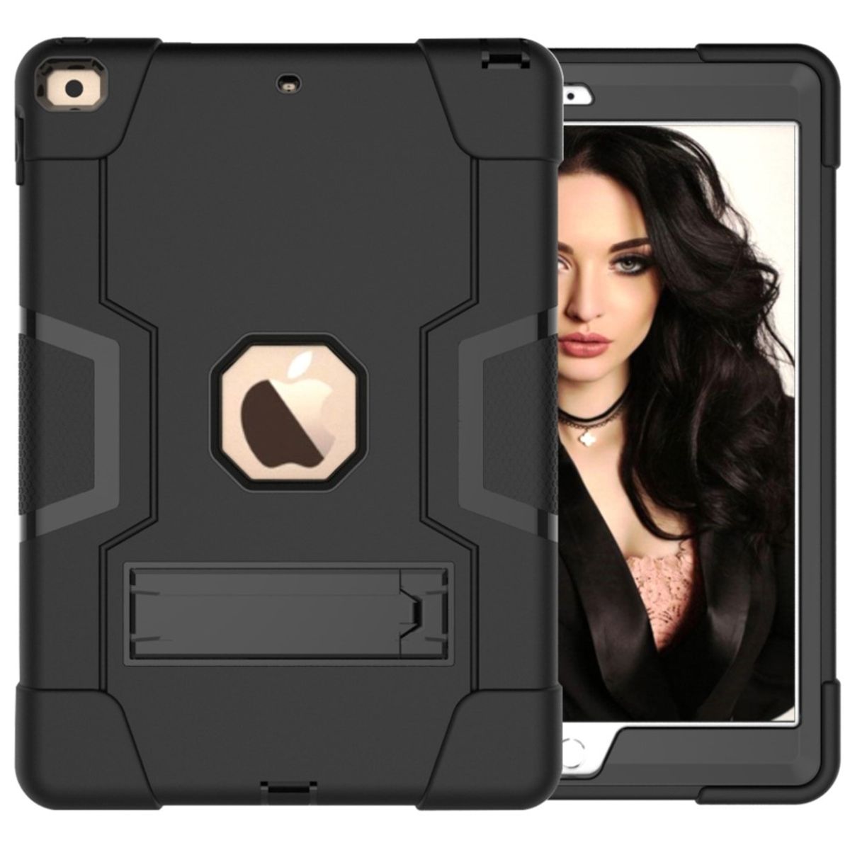 iPad 10.2 (2019/2020/2021) - Shockproof Hybridcover m/Kickstand - Sort