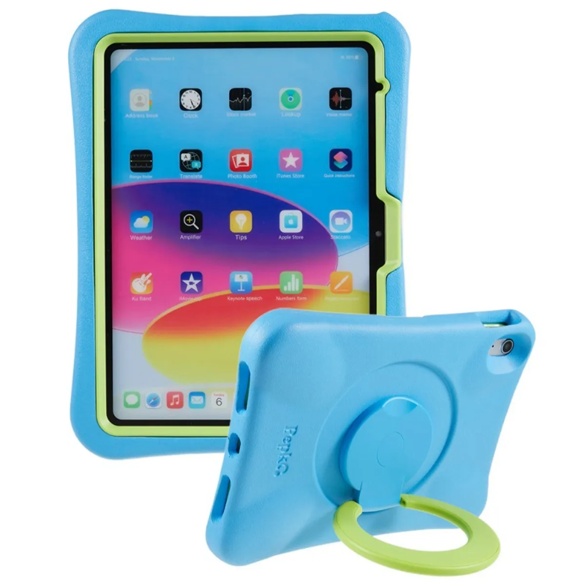 iPad 10.9 (2022) - PEPKOO shockproof børnevenligt cover - Blå/grøn