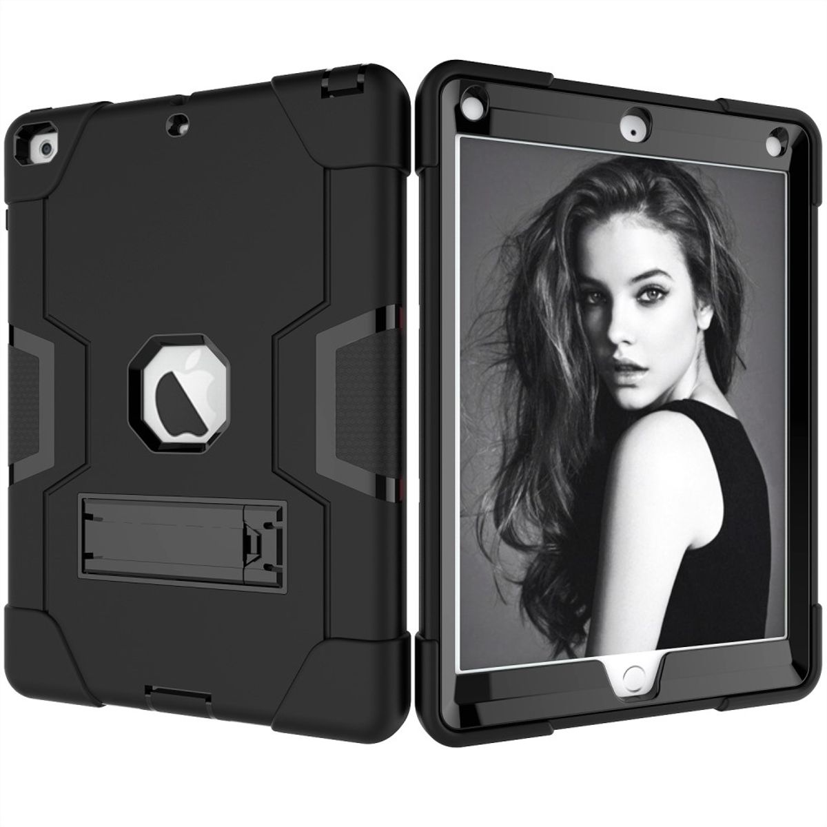 iPad 9.7 (2017/2018) - Hybrid Shockproof cover/etui - Sort