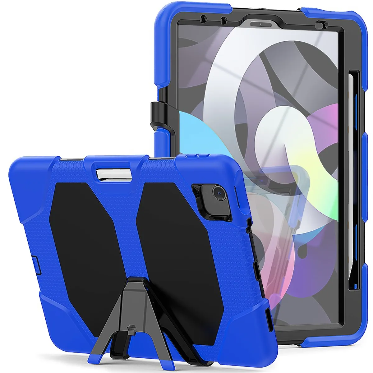 iPad Air 10.9 (2022/2020) Shockproof Hybrid cover med skærmbeskytter & Kickstand - Blå