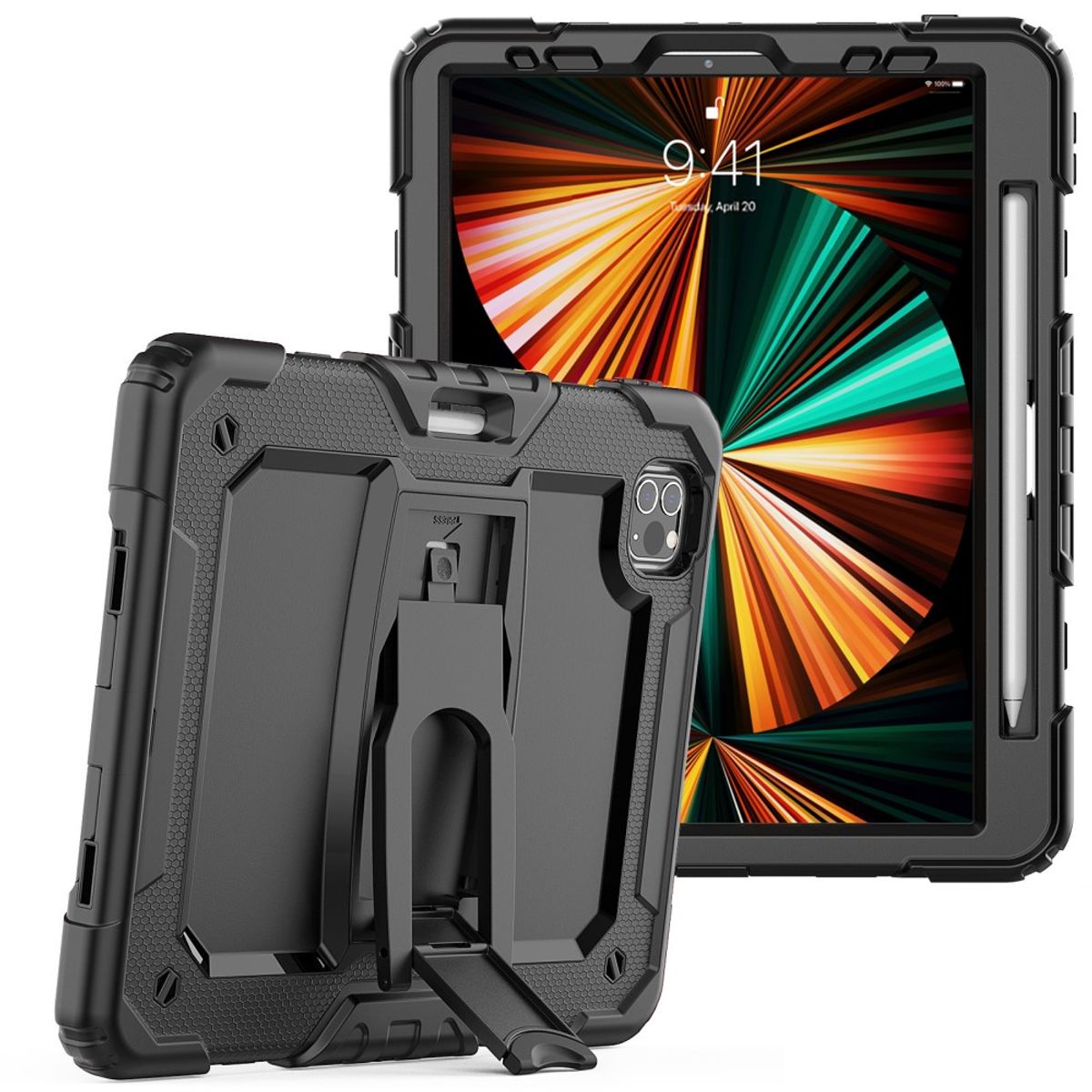 iPad Pro 11 (2022/2021/2020/2018) - Shockproof Hybrid cover med aftagelig skulderrem - Sort