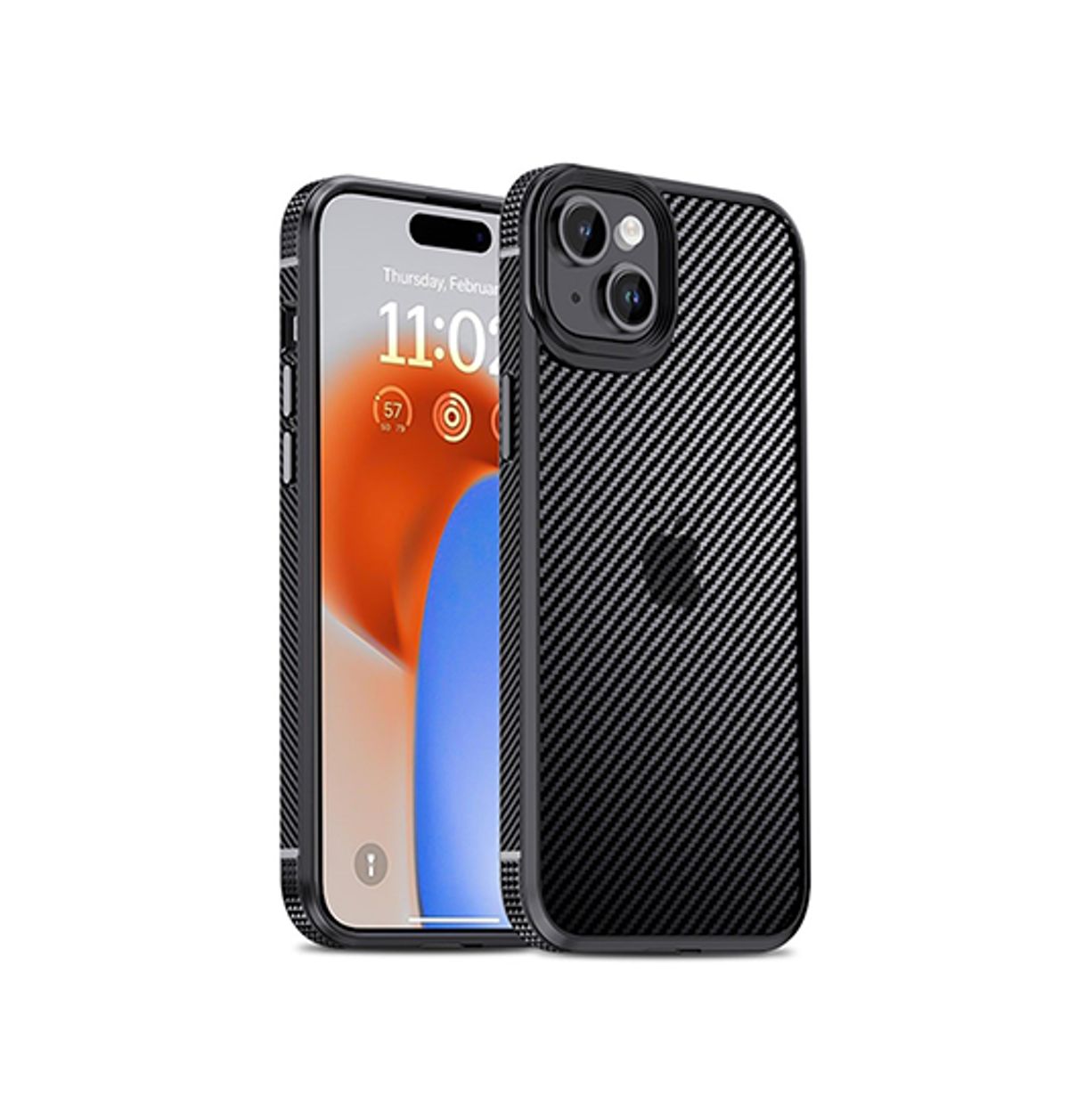 iPhone 15 - iPAKY&trade; Full Carbon Stødsikkert Cover - Sort