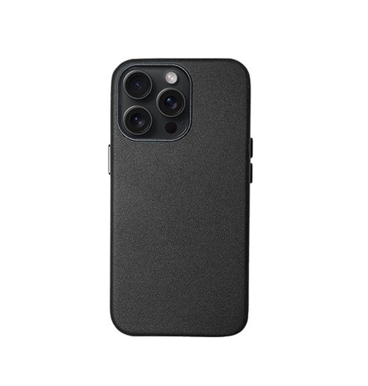 iPhone 15 Pro - DELUXE&trade; Grain Læder Bagside Cover - Sort