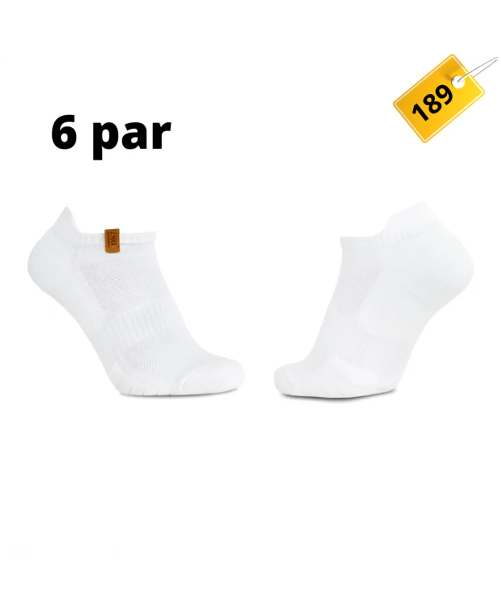 iZ Sock 6pak sports ankelstrømper i hvid m.bomuld