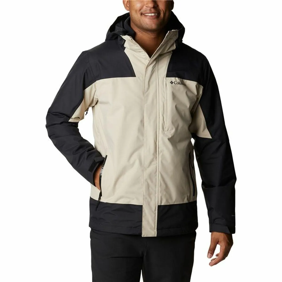 Jakke til Voksne Columbia Electric Peak Sort Beige 2-i-1 Med hætte L