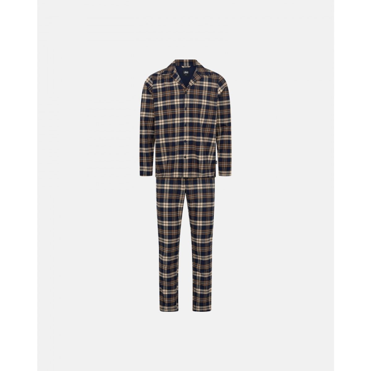 JBS Pyjamas Flannel i navy og brun til herre