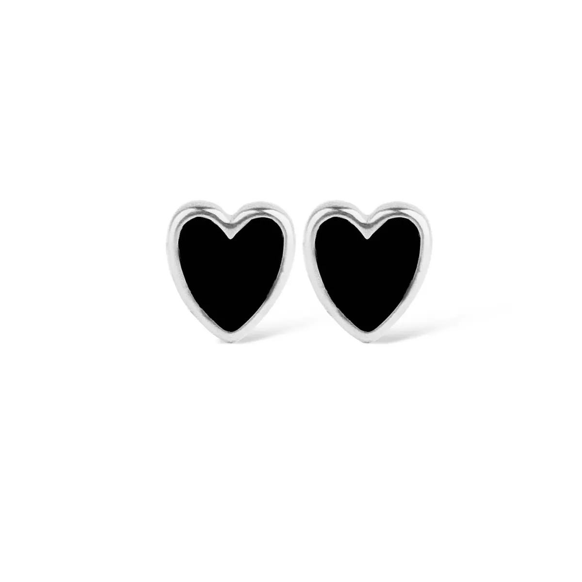 Jeberg Jewellery - Petite Heart Me Black Enamel ørestikker Sølv