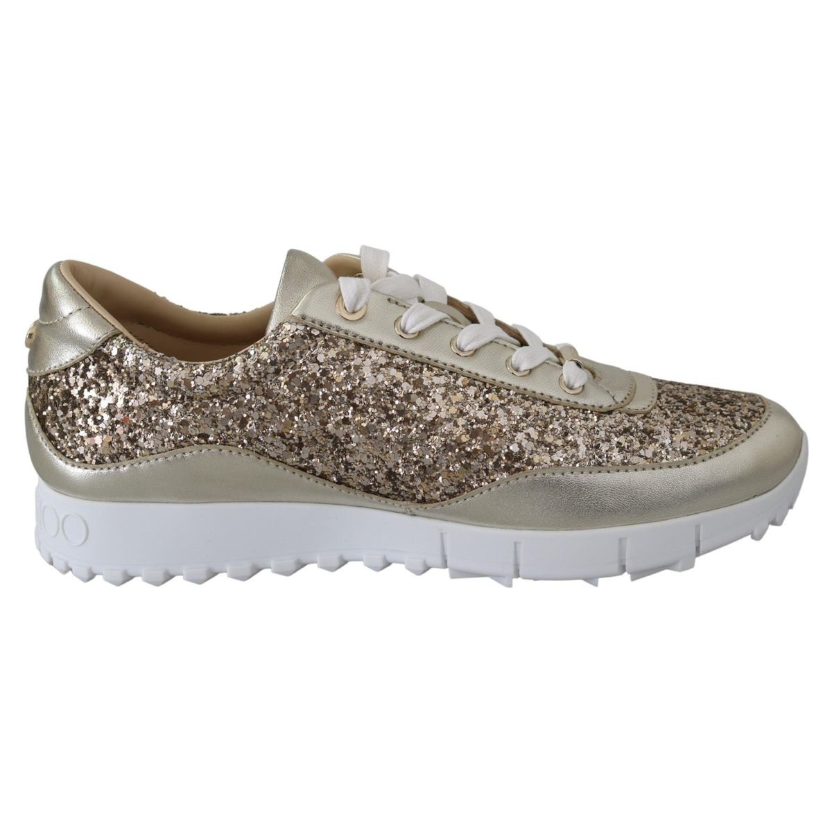 Jimmy Choo Antique Gold Glitter Leather Sneakers