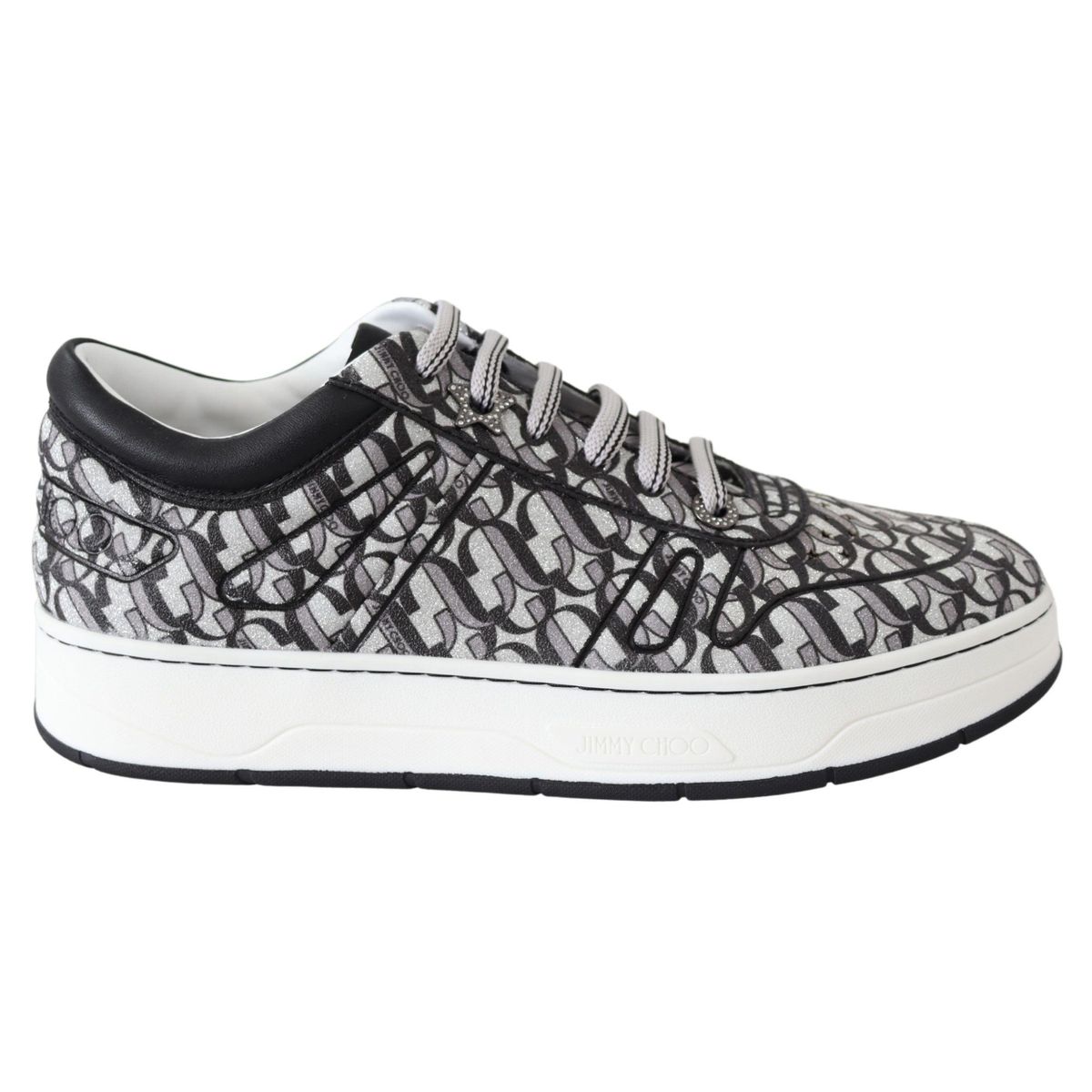 Jimmy Choo Glittering Slip-On Sneakers - Silver and Black