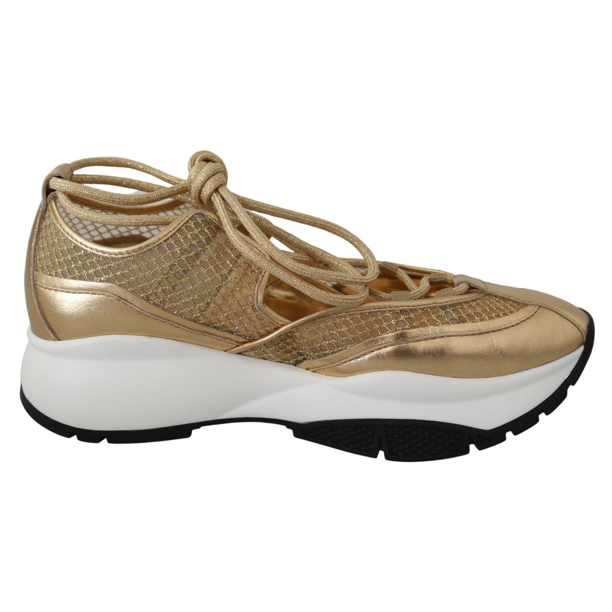 Jimmy Choo Golden Glamour Mesh Leather Sneakers