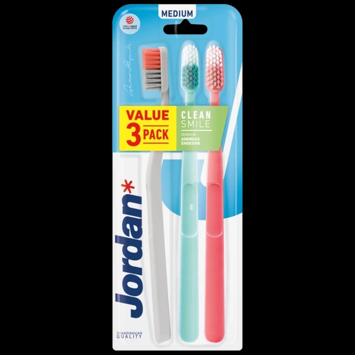 Jordan Clean Smile Toothbrush 3 Pack Medium