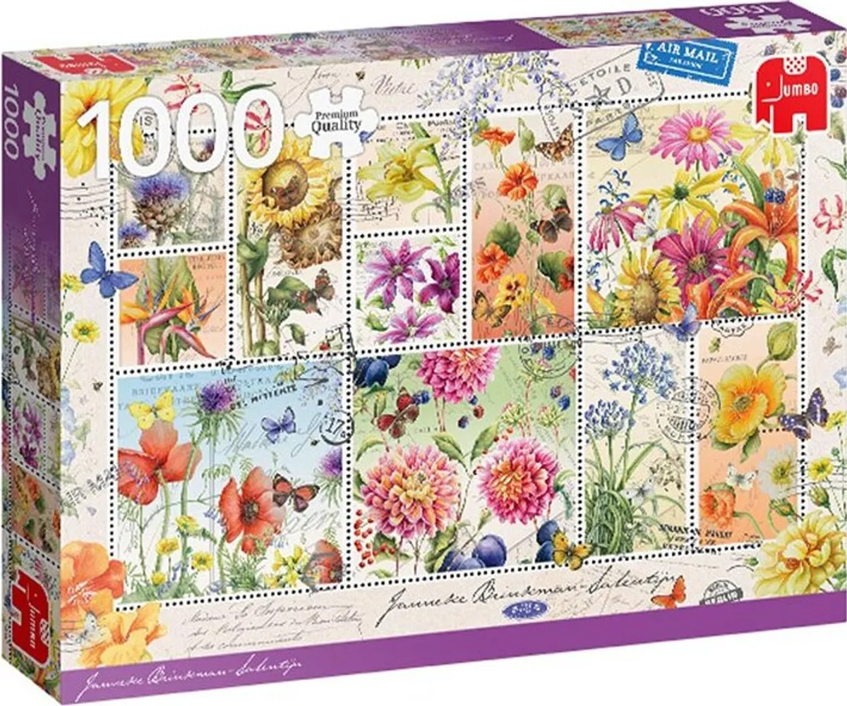 Jumbo - Puslespil Med 1000 Brikker - Blomster Frimærker - Janneke Brinkman