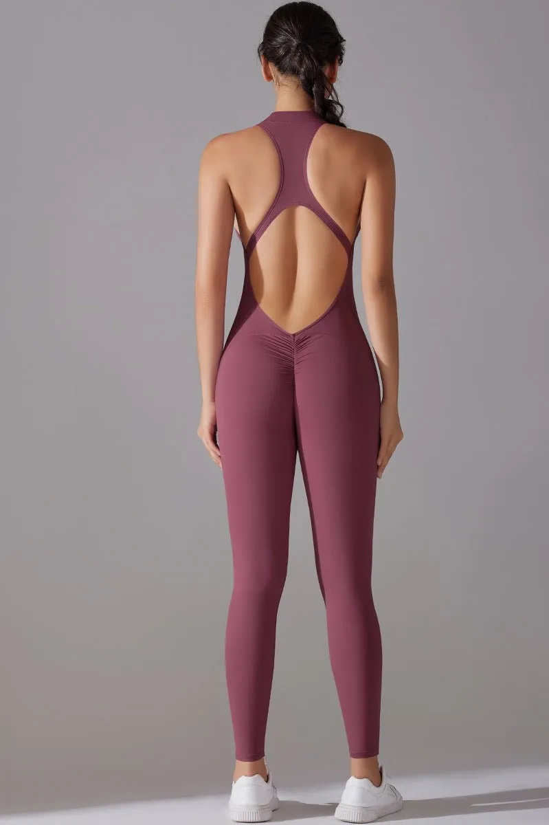 Jumpsuit halter neck lang zip-up RedMerlot - Large / RedMerlot