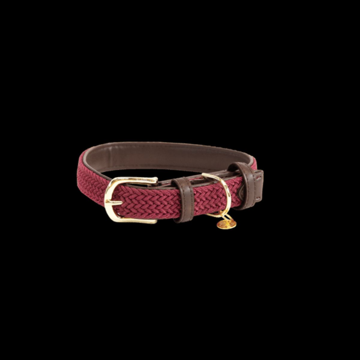 Kentucky Plaited Nylon Dog Collar - Bordeaux