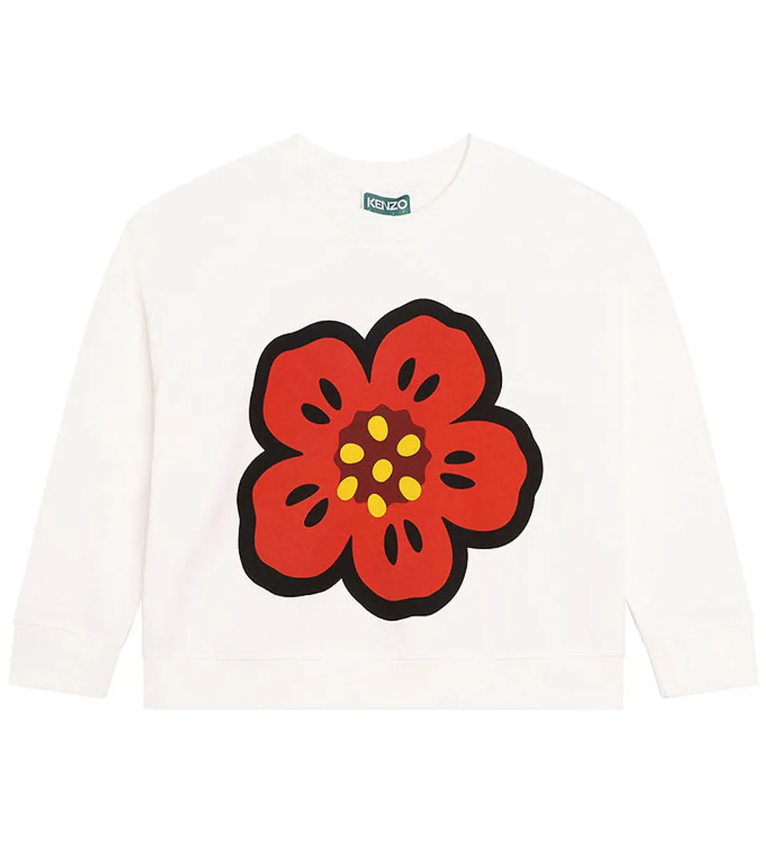 Kenzo Sweatshirt - Ivory/Rød m. Blomst