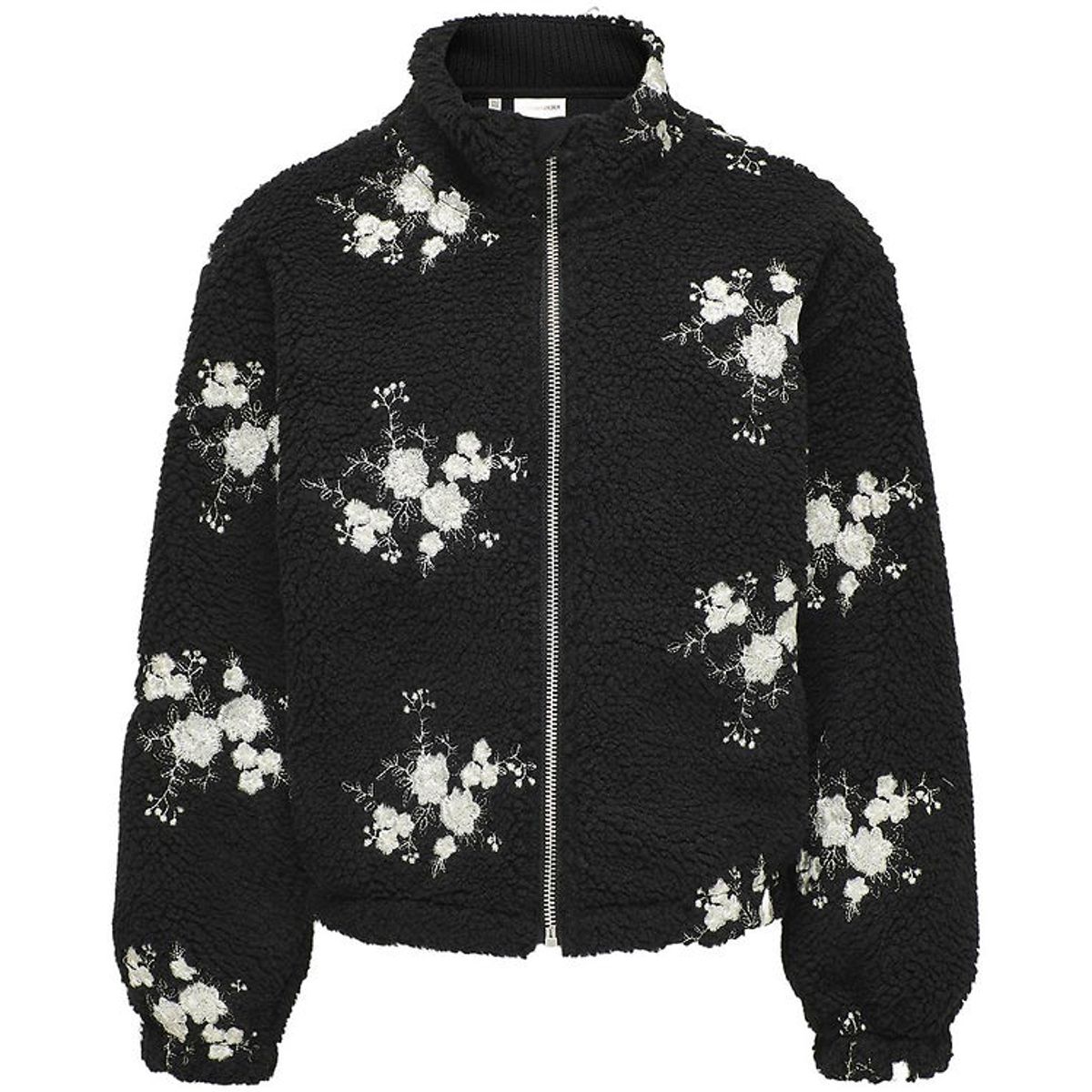 Kids Only Fleecejakke - KogValentina - Black/Blurry Flowers(Birc