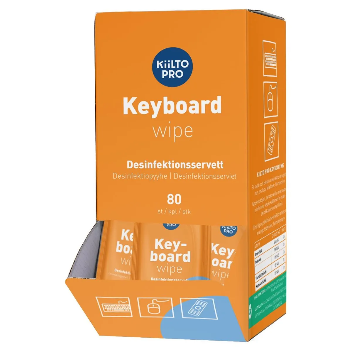 Kiilto Pro Antibac Keyboard Wipes overflade desinfektion 80 stk.