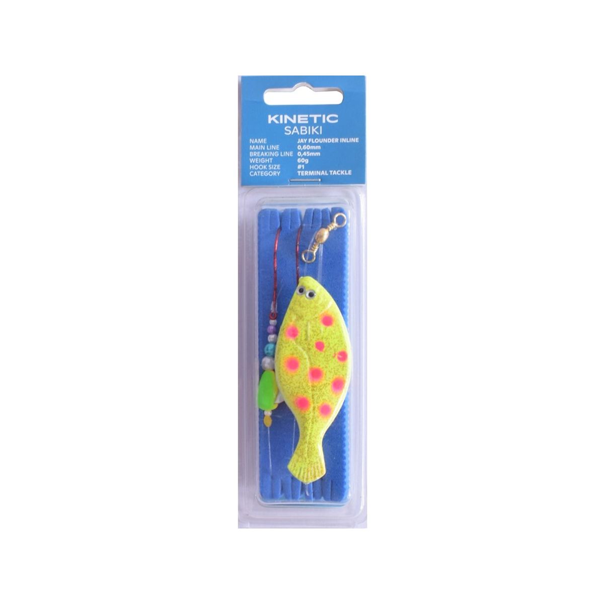 Kinetic Sabiki Plaice Jay Flounder Inline Fladfiskforfang #1 Yellow orange dots 120g