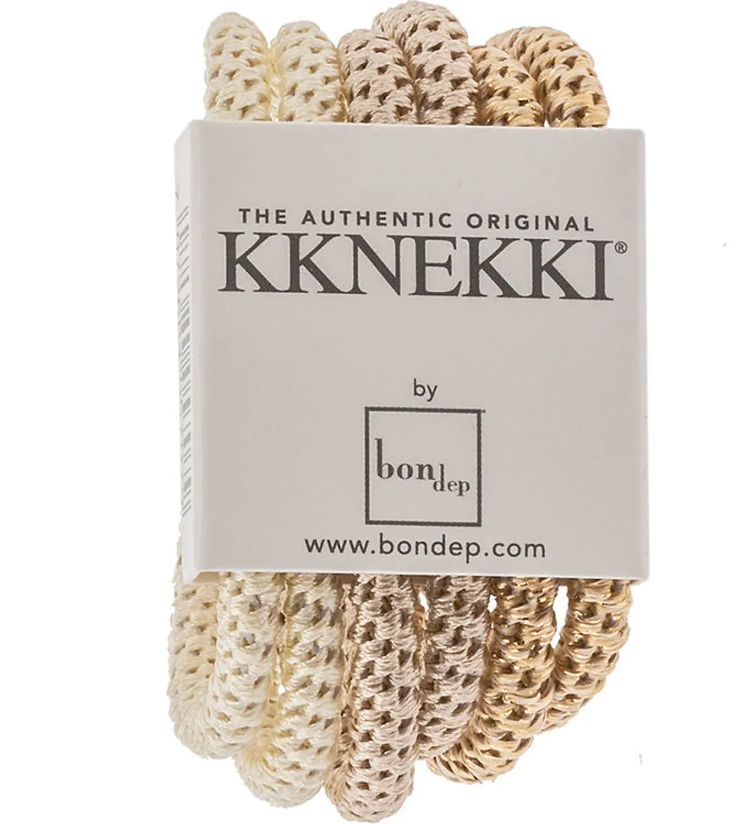 Kknekki Hårelastikker - Slim - 6-pak - Hvid/Beige/Guld