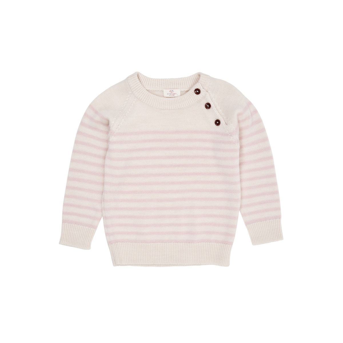 KLASSISK STRIBET PULLOVER I MERINOULD - CREAM/DUSTY ROSE STRIPE - CREAM/DUSTY ROSE STRIPE / 116