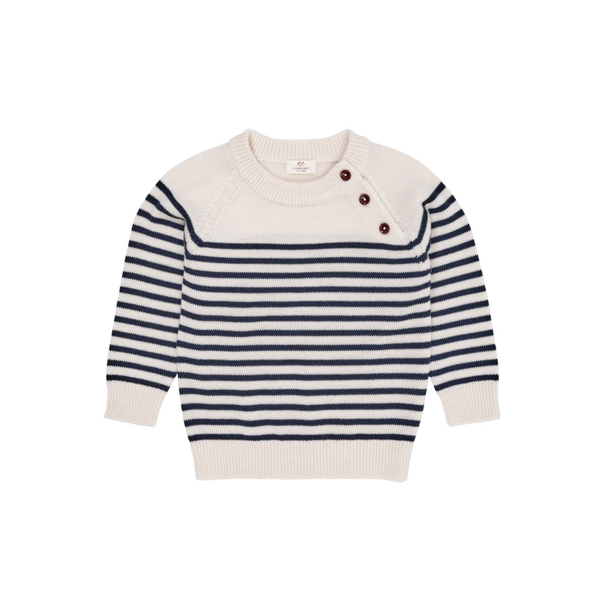 KLASSISK STRIBET PULLOVER I MERINOULD - CREAM/NAVY STRIPE - CREAM/NAVY STRIPE / 116