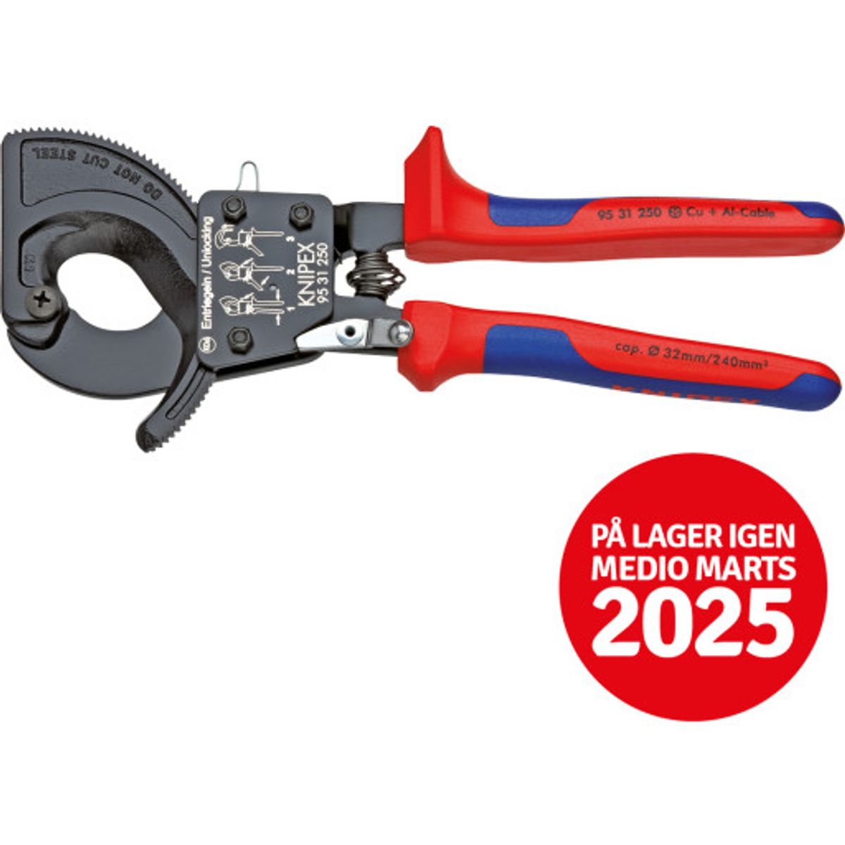 KNIPEX kabelsaks 250 mm - Maks. Ø32 mm kabler