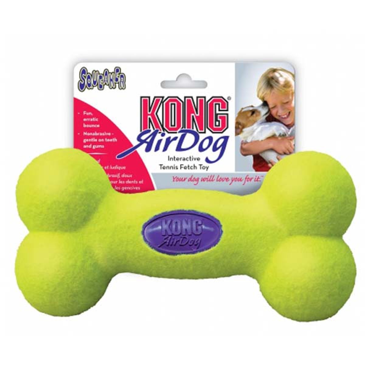 KONG AirDog Squeaker Bone tennisbold-Small