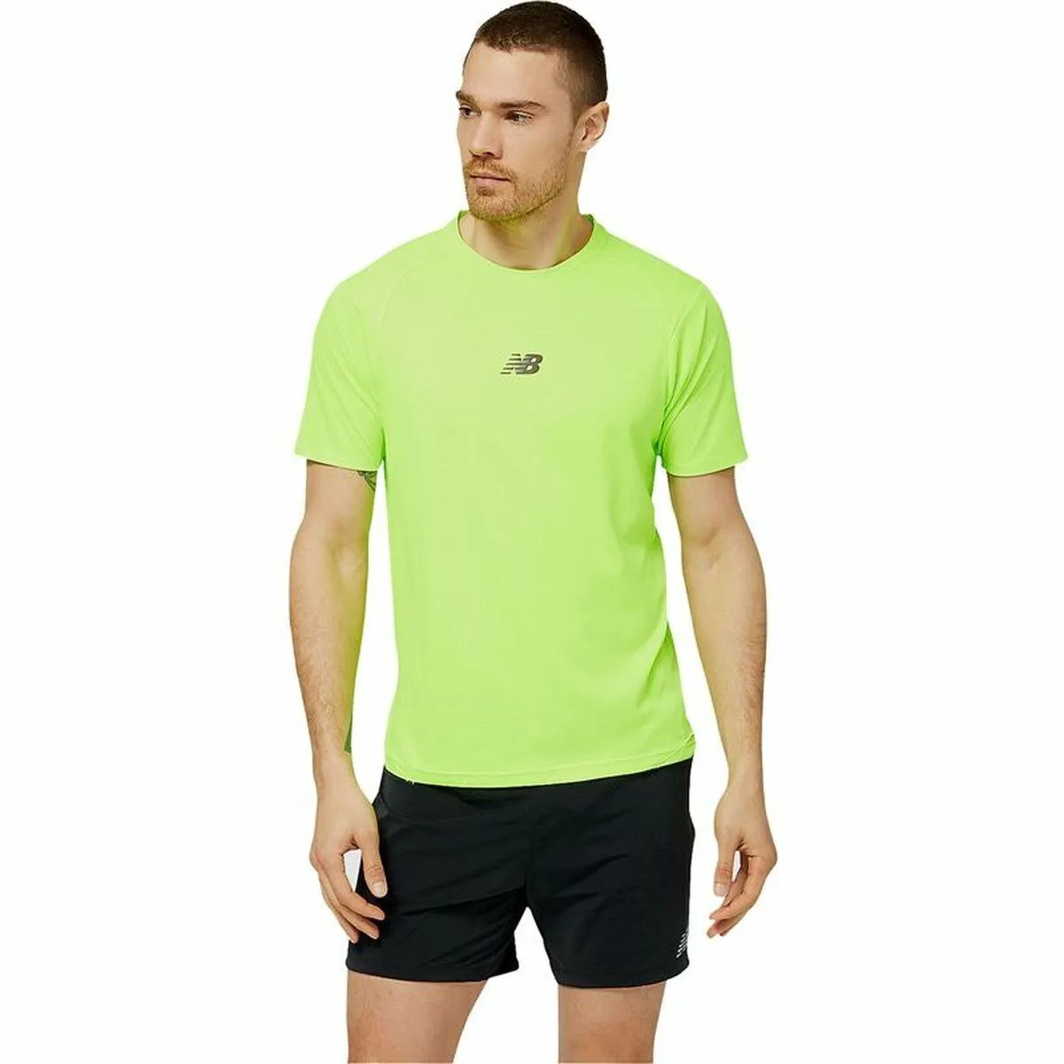 Kortærmet Sport T-shirt New Balance Limegrøn L