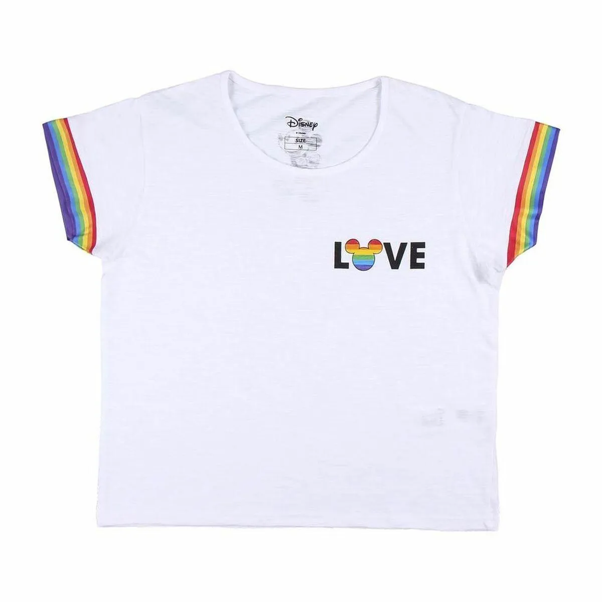 Kortærmet T-shirt til Kvinder Disney Love Pride Hvid S