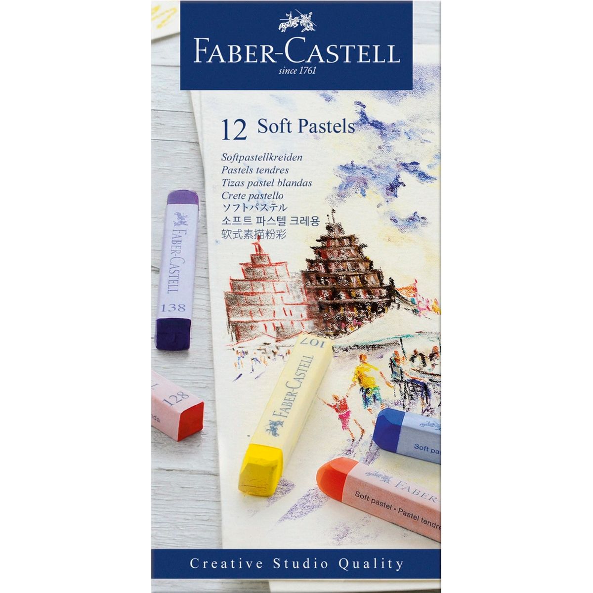 Kridt pastel soft Faber-Castell 12 ass.