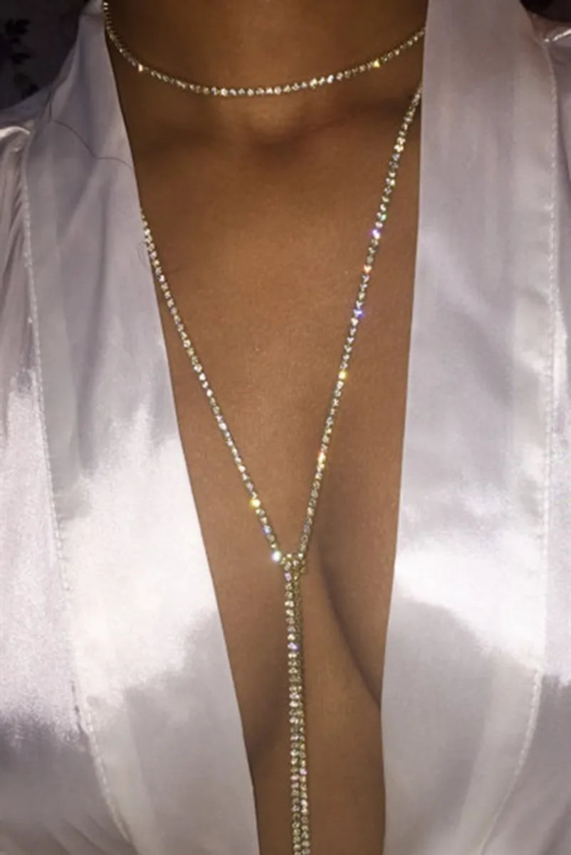 Krystal diamant lang halskæde bodychain