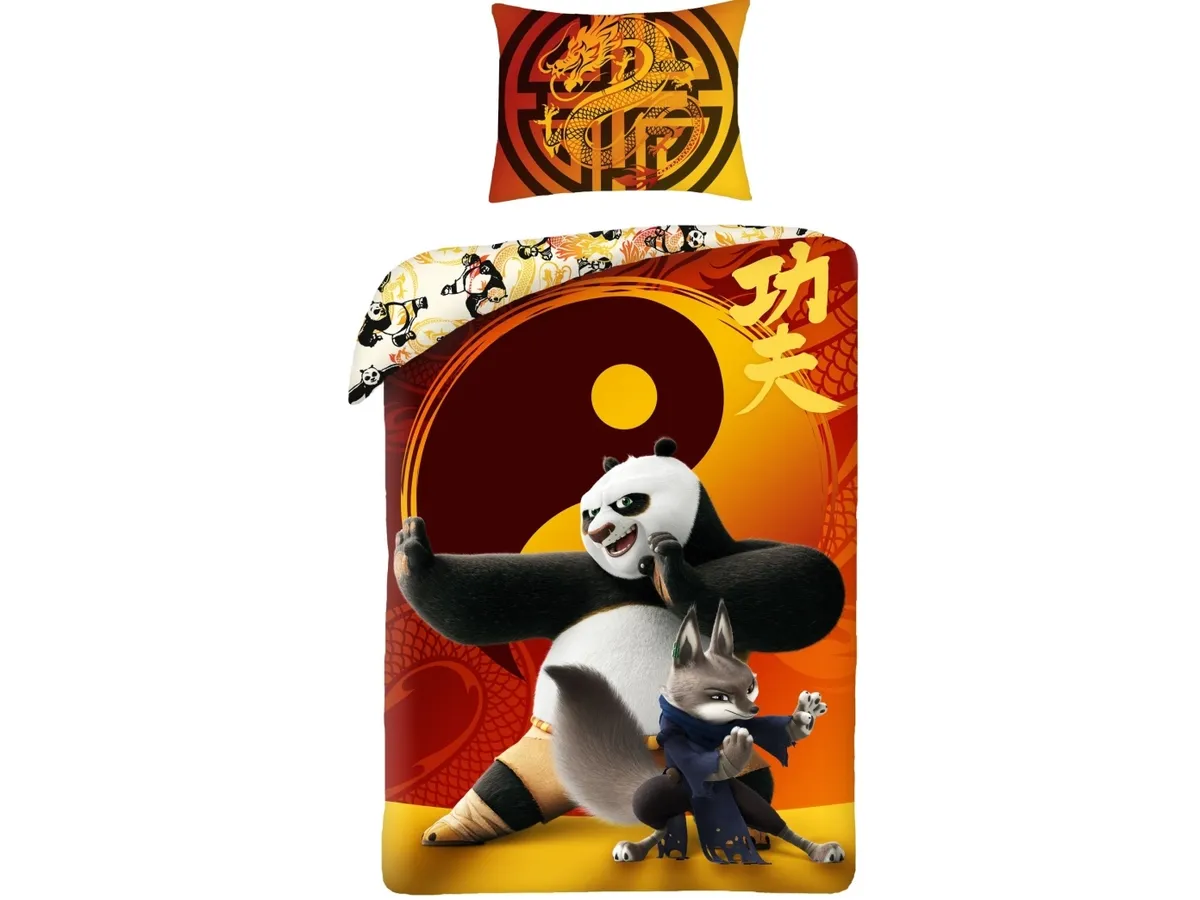 Kung Fu Panda Warrior Sengetøj 140 X 200 Cm - 100 Procent Bomuld