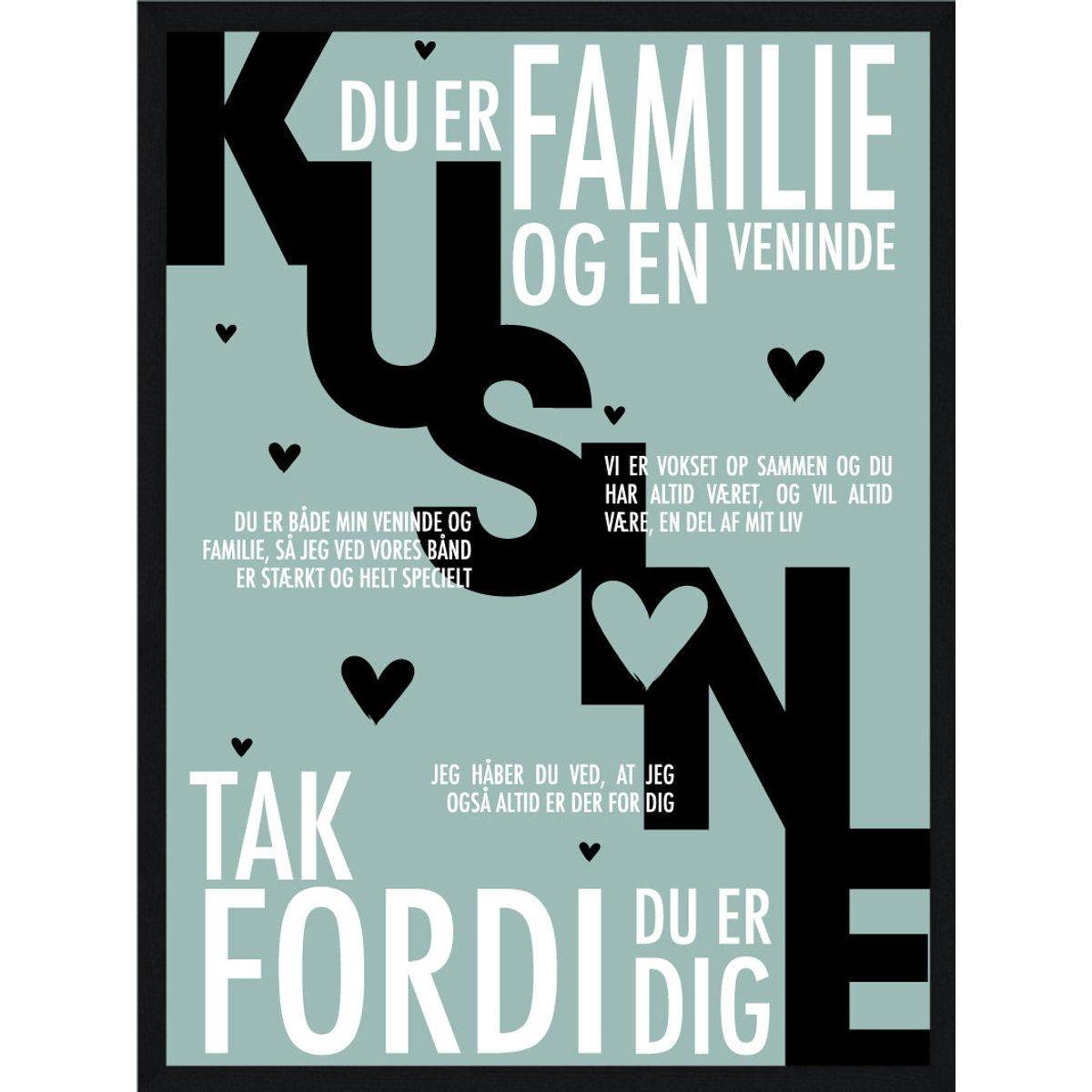 Kusine plakat - Personlig plakat