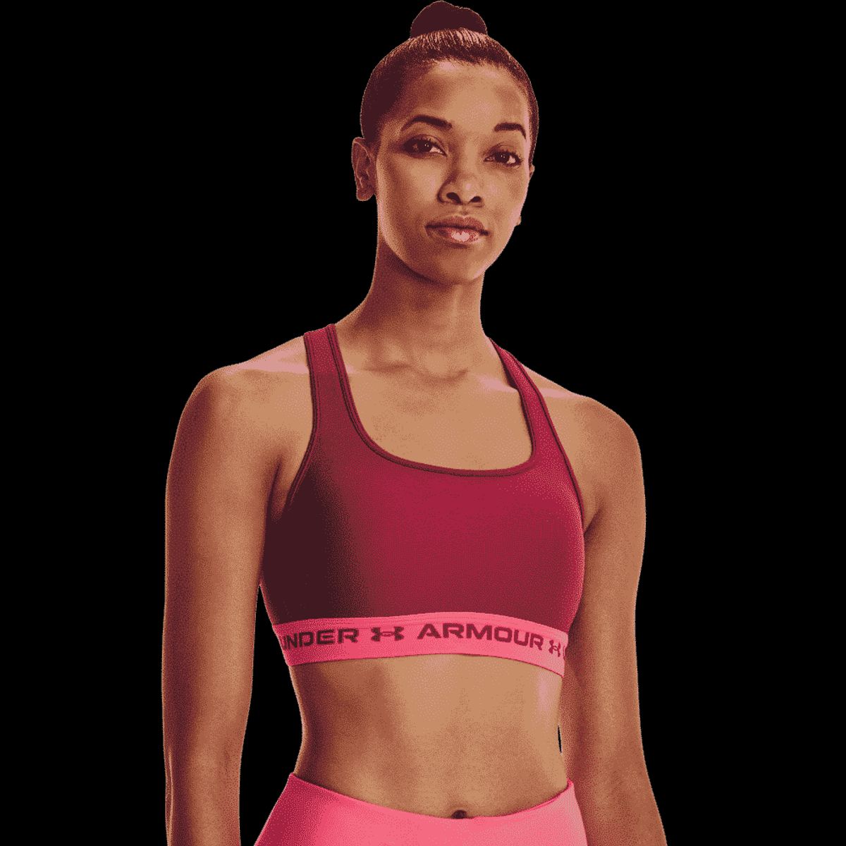 Kvinders Under Armour - Crossback Mid Bra - Black Rose S