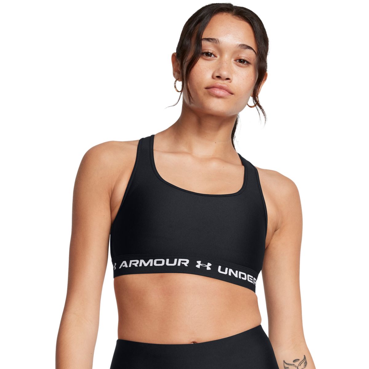 Kvinders Under Armour - Mid Crossback Sports Bra - Black / White XS