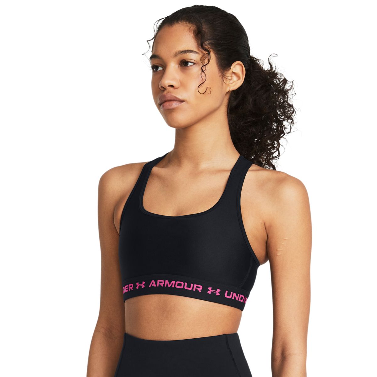 Kvinders Under Armour - Mid Crossback Sports Bra - Black wordmark XS