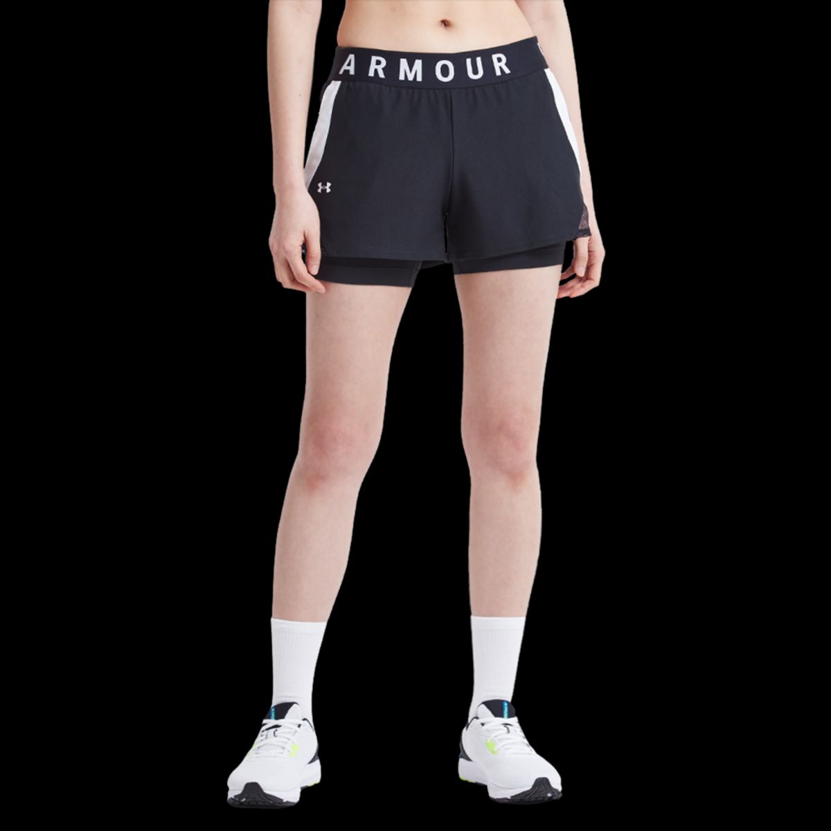 Kvinders Under Armour - Play Up 2-in-1 Shorts - Black / White XXL