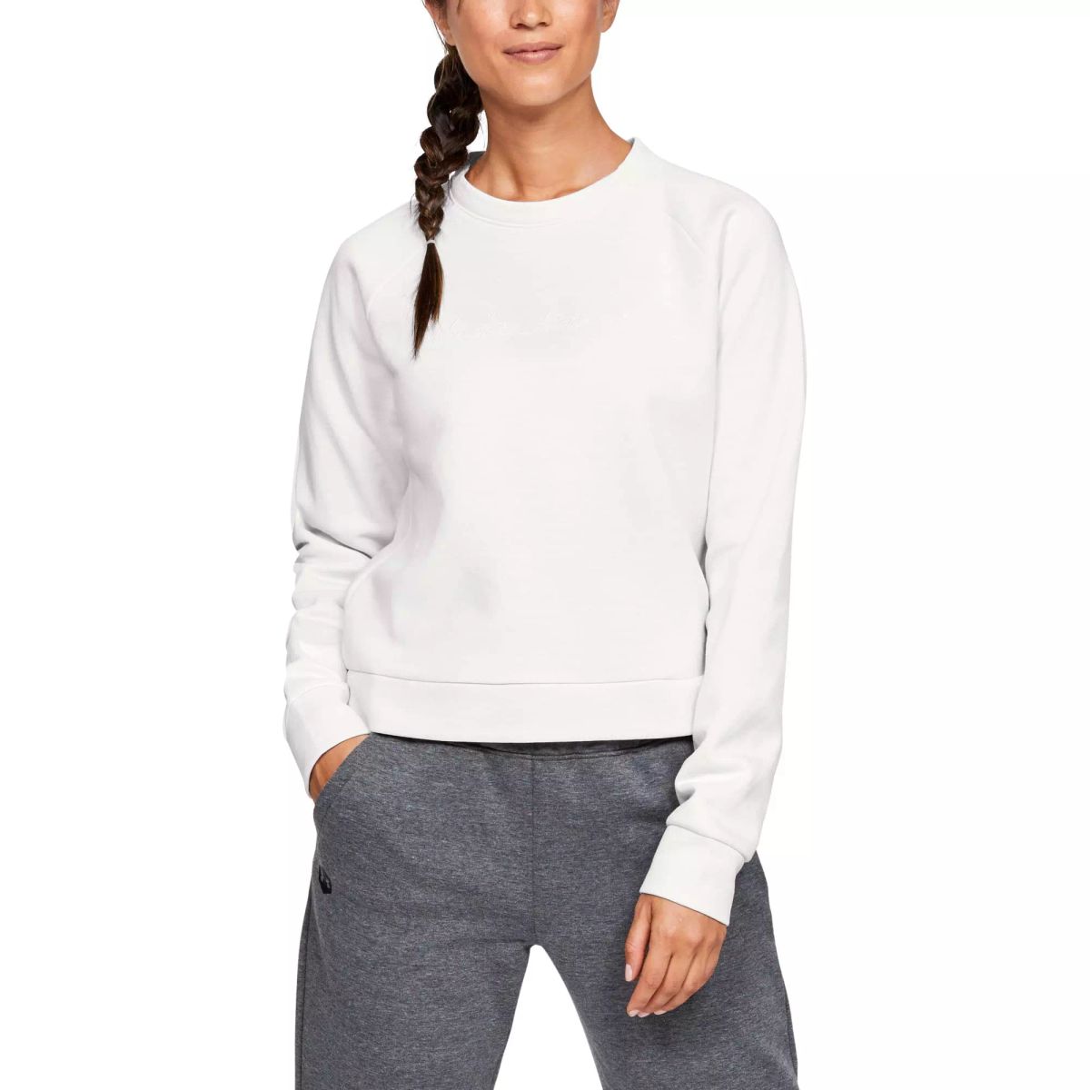 Kvinders Under Armour Recovery Fleece med tryk - White M