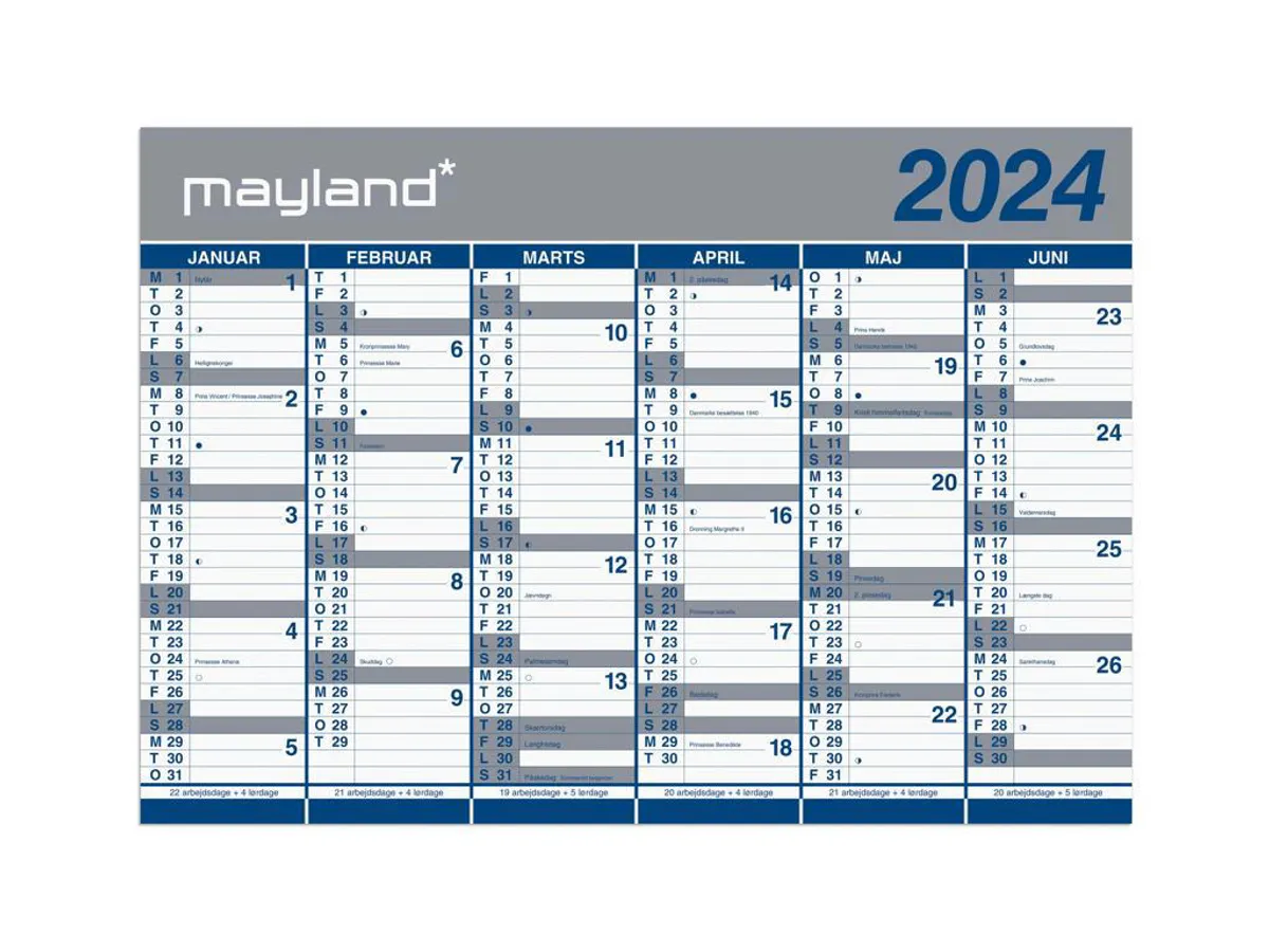 Kæmpekalender 2x6 mdr. Papir 2024