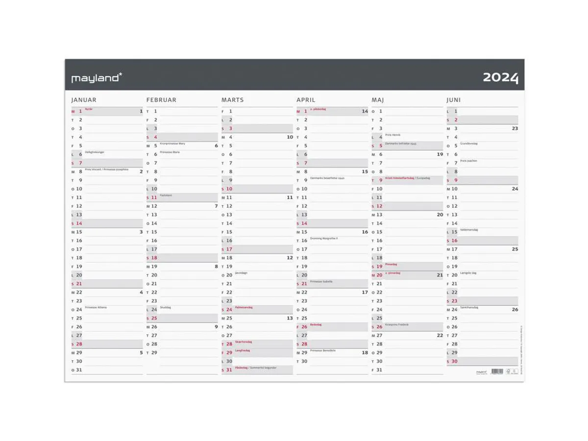 Kæmpekalender Moderne 2x6 mdr. Papir rør 2024