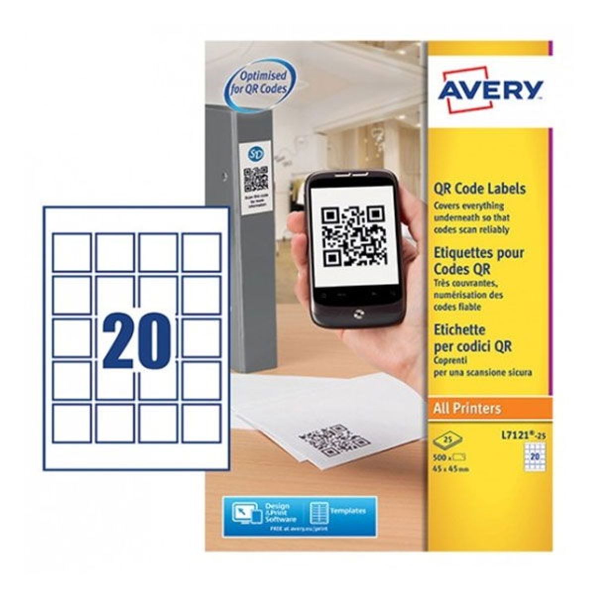 Labels QR code hvid 45x45mm