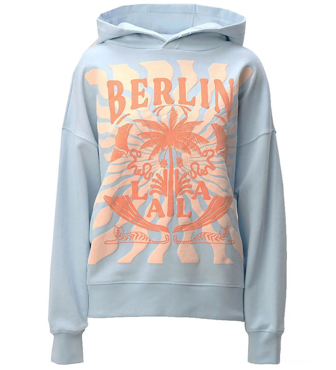 Lala Berlin Hættetrøje - Irina - Sunset Palm Cashmere Blue