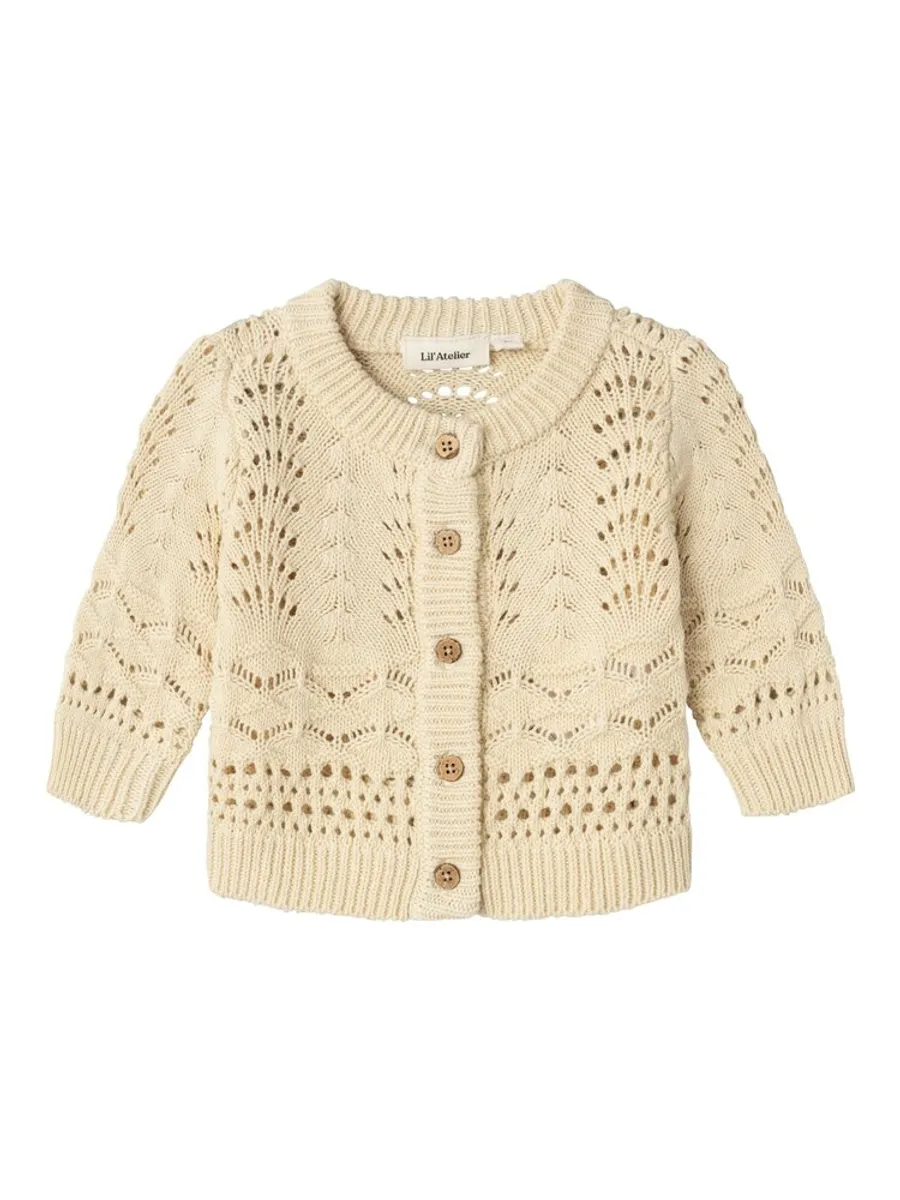 Lale langærmet strikket cardigan - BLEACHED SAND - 56