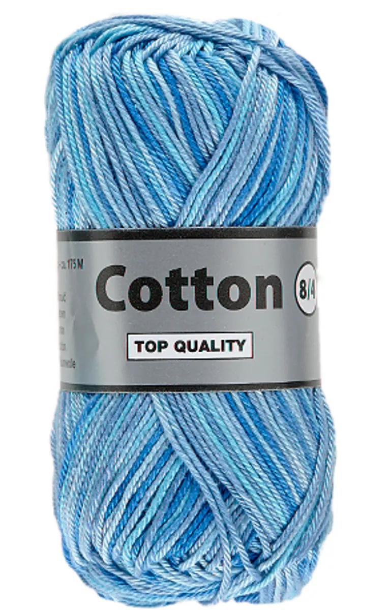 Lammy cotton 8/4, multifarvet, blå farver, 50 g, nr. 623