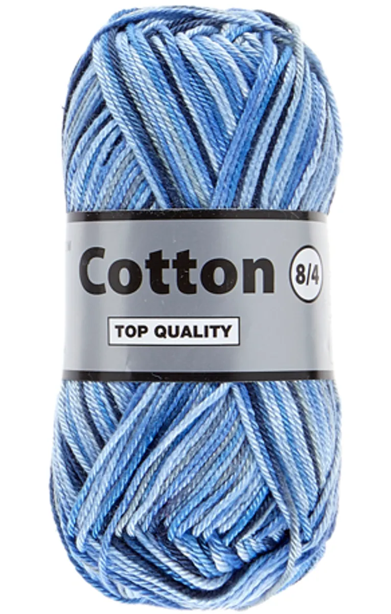 Lammy cotton 8/4, multifarvet, blå og mørkeblå farver, 50 g, nr. 624