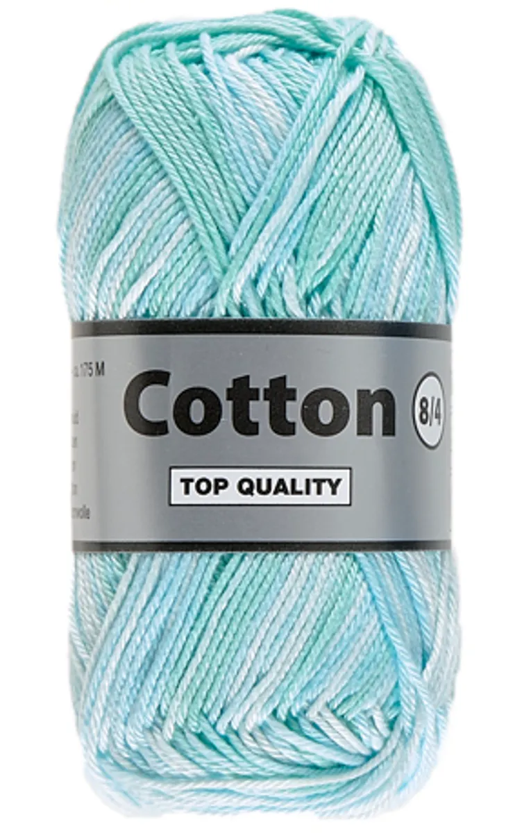 Lammy cotton 8/4, multifarvet, lyseblå farver, 50 g, nr. 628