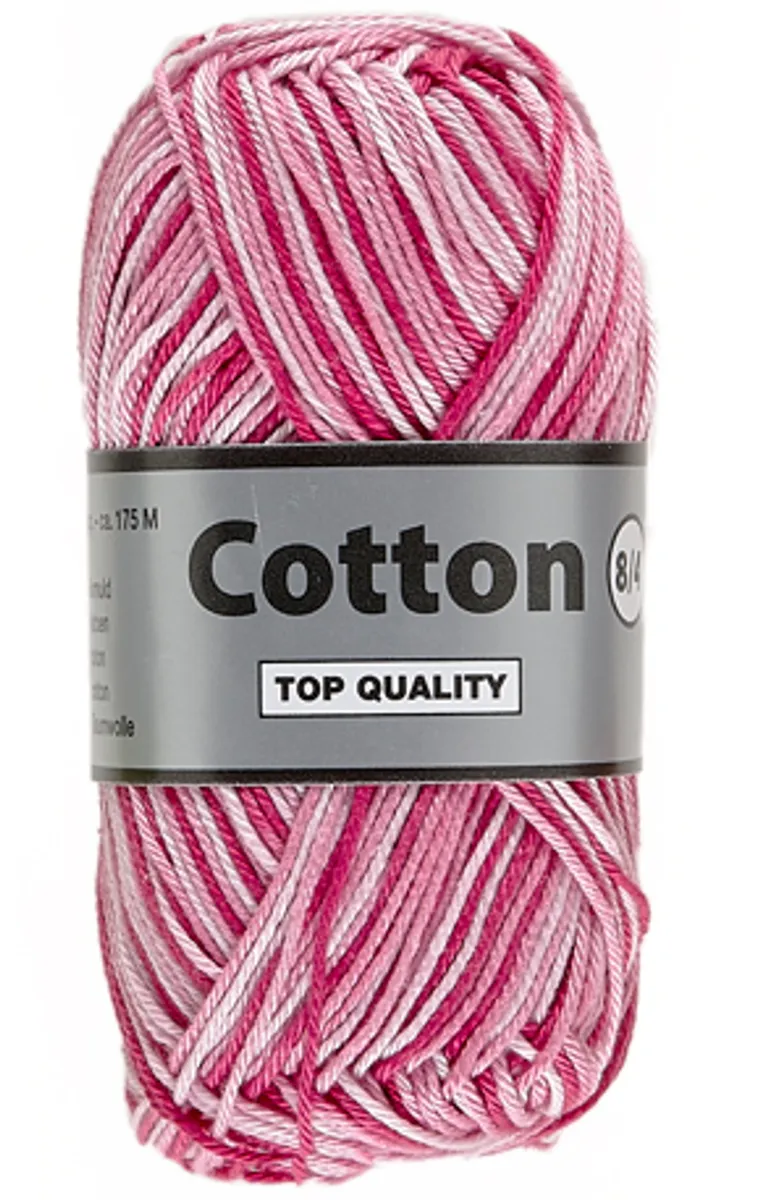 Lammy cotton 8/4, multifarvet, lyserøde og hvide farver, 50 g, nr. 630